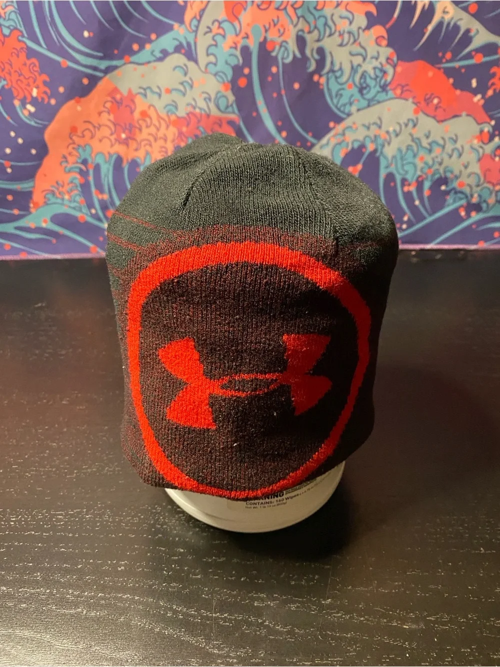 Under Armour Kids Black Beanie with Red Logo